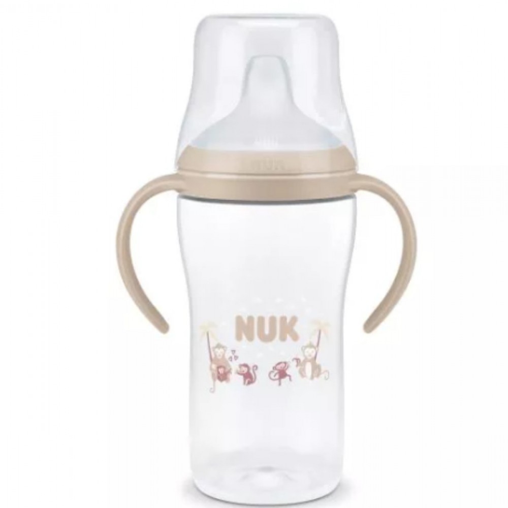 Nuk Perfect Match Εκπαιδευτικό Μπιμπερό με Στόμιο Σιλικόνης & 2 Λαβές για 6+ Μηνών  Μαϊμουδάκια, 260ml