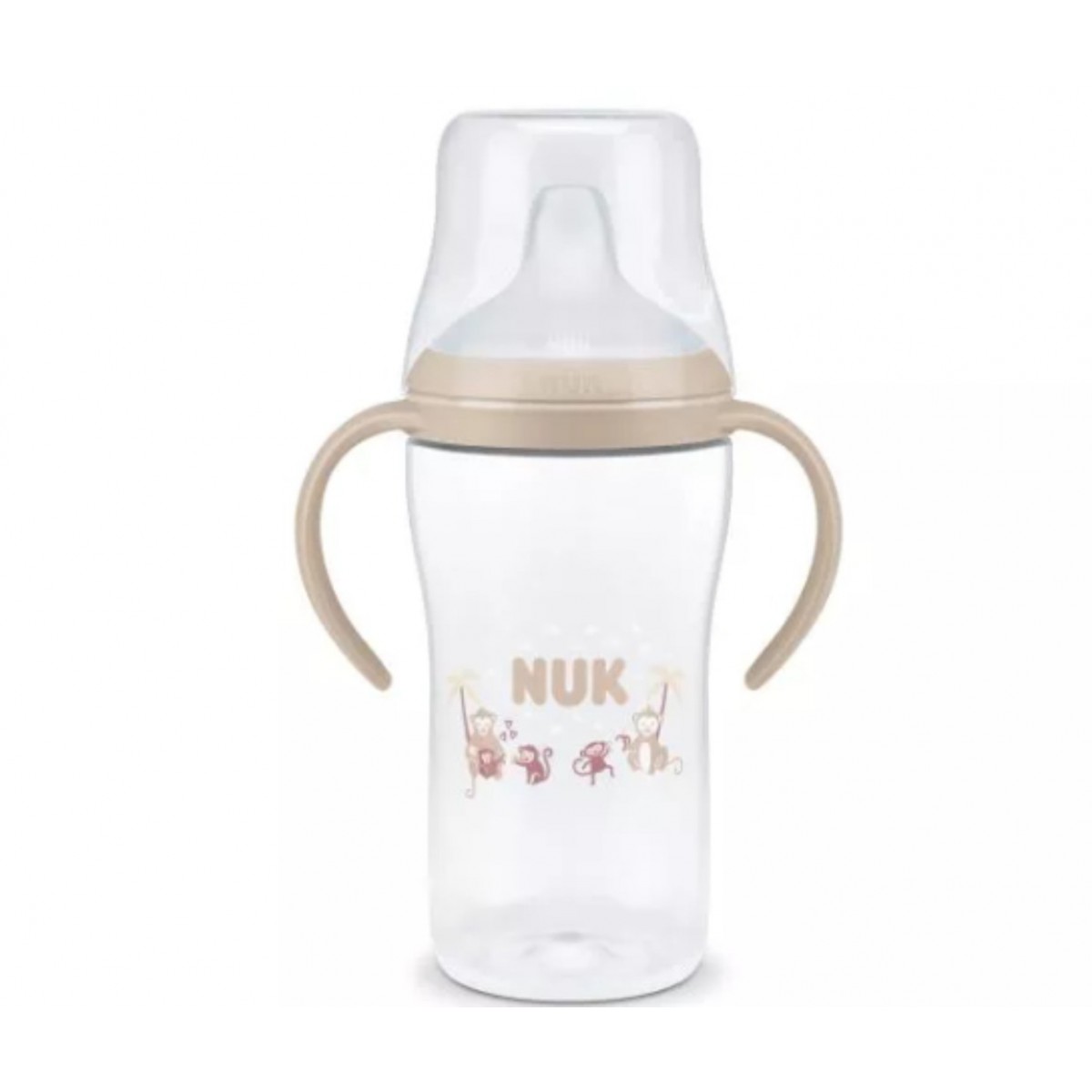 Nuk Perfect Match Εκπαιδευτικό Μπιμπερό με Στόμιο Σιλικόνης & 2 Λαβές για 6+ Μηνών  Μαϊμουδάκια, 260ml