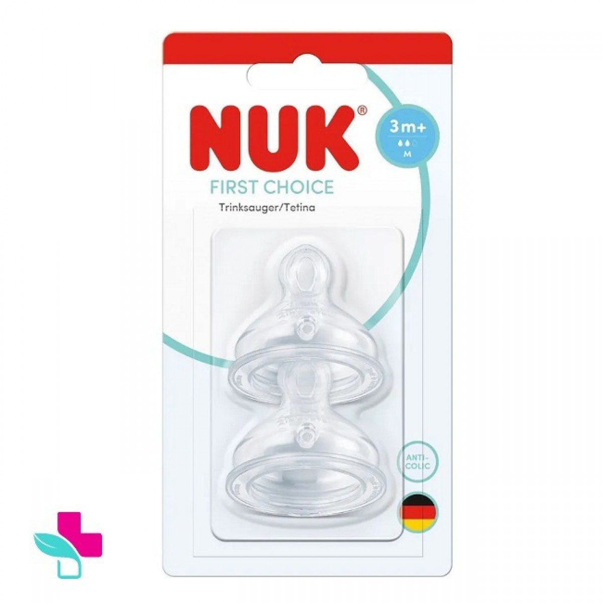 Nuk First Choice Plus Θηλή Σιλικόνης 3m+ 2τμχ Μεσαίας Οπής