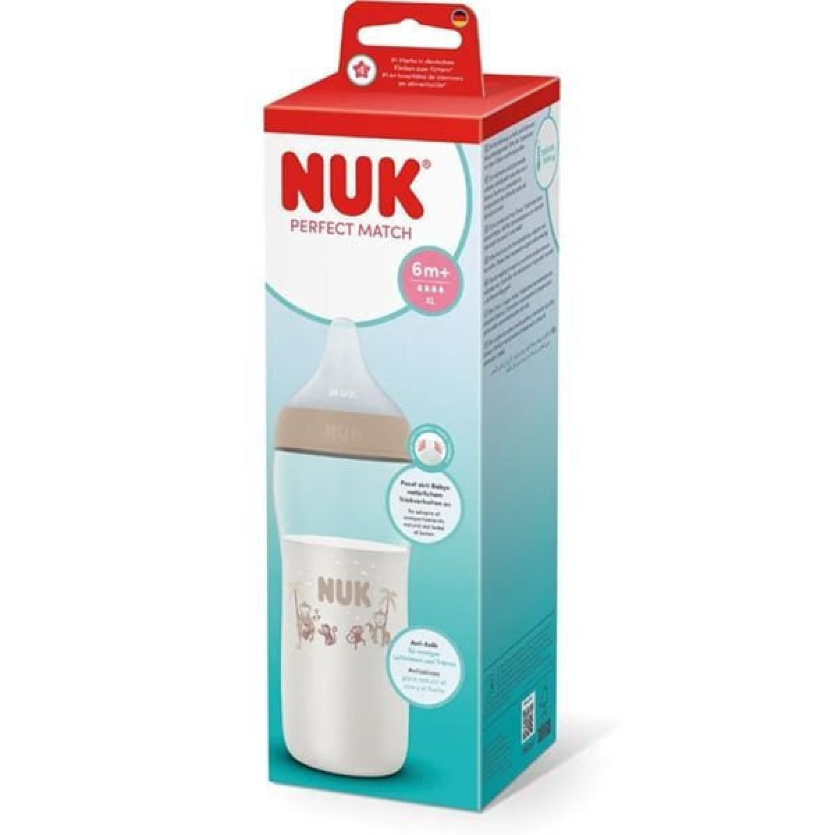 NUK Perfect Match Μπιμπερό πλαστικό 360ml με θηλή σιλικόνης 6m+ XL