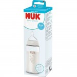 NUK First Choice Plus Γυάλινο Μπιμπερό Θηλή Σιλικόνης Medium 3+ Μηνών Με Δείκτη Ελέγχου Θερμοκρασίας Ιππόκαμπος 240ml