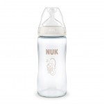 NUK First Choice Plus Γυάλινο Μπιμπερό Θηλή Σιλικόνης Medium 3+ Μηνών Με Δείκτη Ελέγχου Θερμοκρασίας Ιππόκαμπος 240ml