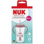 Nuk Perfect Match Εκπαιδευτικό Ποτήρι με Καλαμάκι Σιλικόνης 8m+ Αρκούδα Ροζ 260ml