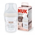NUK Perfect Match Γυάλινο Μπιμπερό Κατά των Κολικών με Θηλή Σιλικόνης & Δείκτη Θερμοκρασίας για 0+ μηνών 120ml - Ουράνιο Τόξο