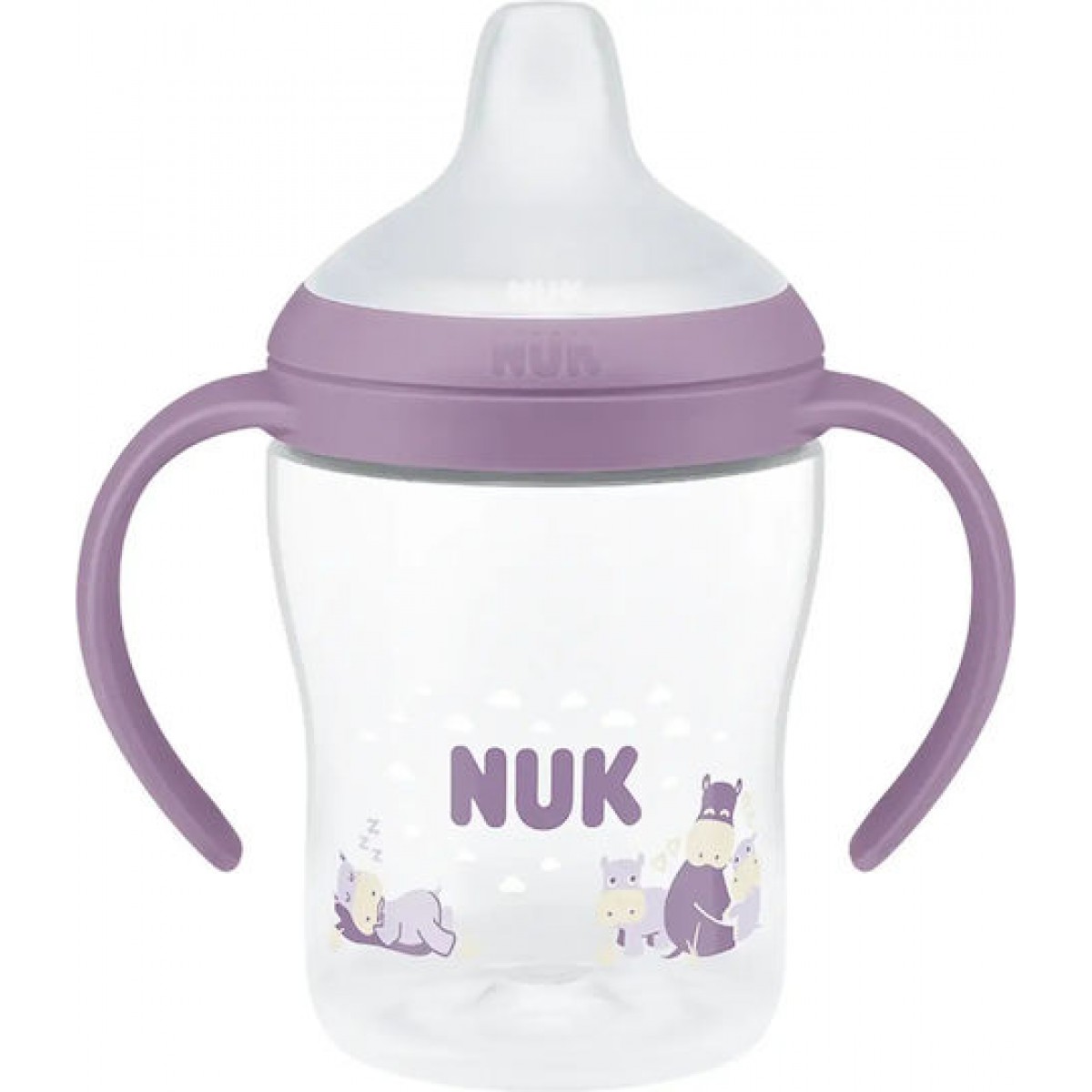 Nuk Perfect Match Εκπαιδευτικό Μπιμπερό με Στόμιο Σιλικόνης & 2 Λαβές για 6+ Μηνών  Ιπποπόταμος Μωβ  , 150ml