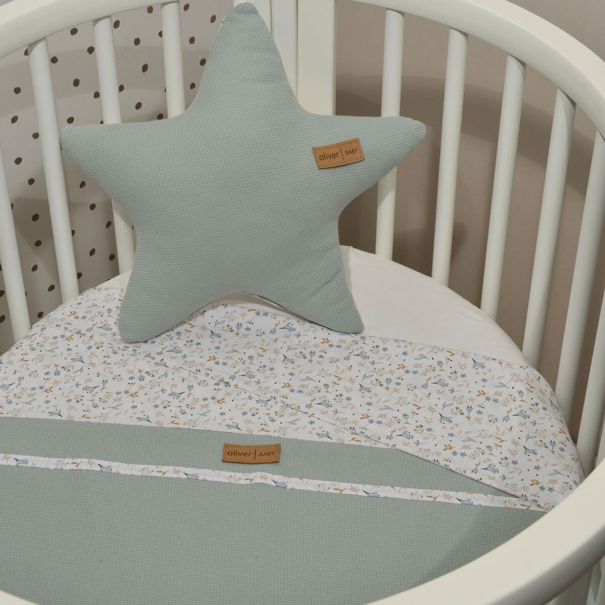 Κουβέρτα Πικέ Αγκαλιάς Oliver Baby 75x95 Διπλής Όψης Πράσινη