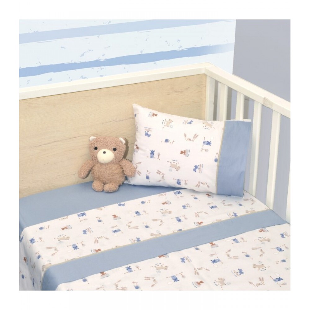 Σετ Σεντόνια Κούνιας 3τμχ 110x170εκ Oliver Baby Μπλε