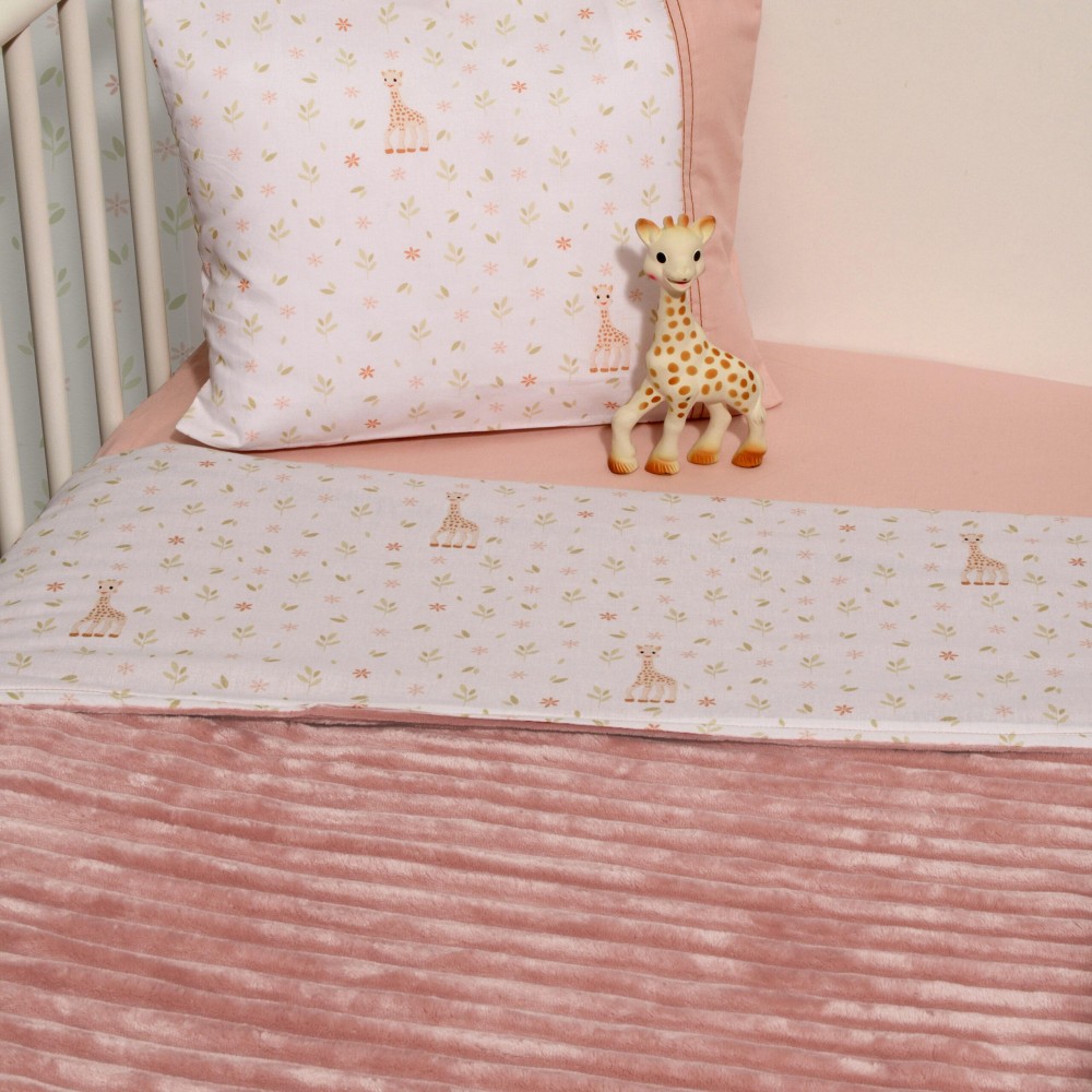 Minky ΝEW Κοτλέ Κουβέρτα Λίκνου Διπλής Όψης 75×95 Des.502 SOPHIE LA GIRAFE