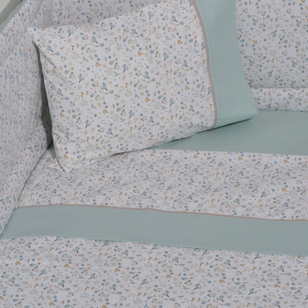 Σεντόνια Κούνιας 3 τεμ. 110x170cm 100% Βαμβάκι Κατωσέντονο με Λάστιχο  Oliver Baby Μέντα 