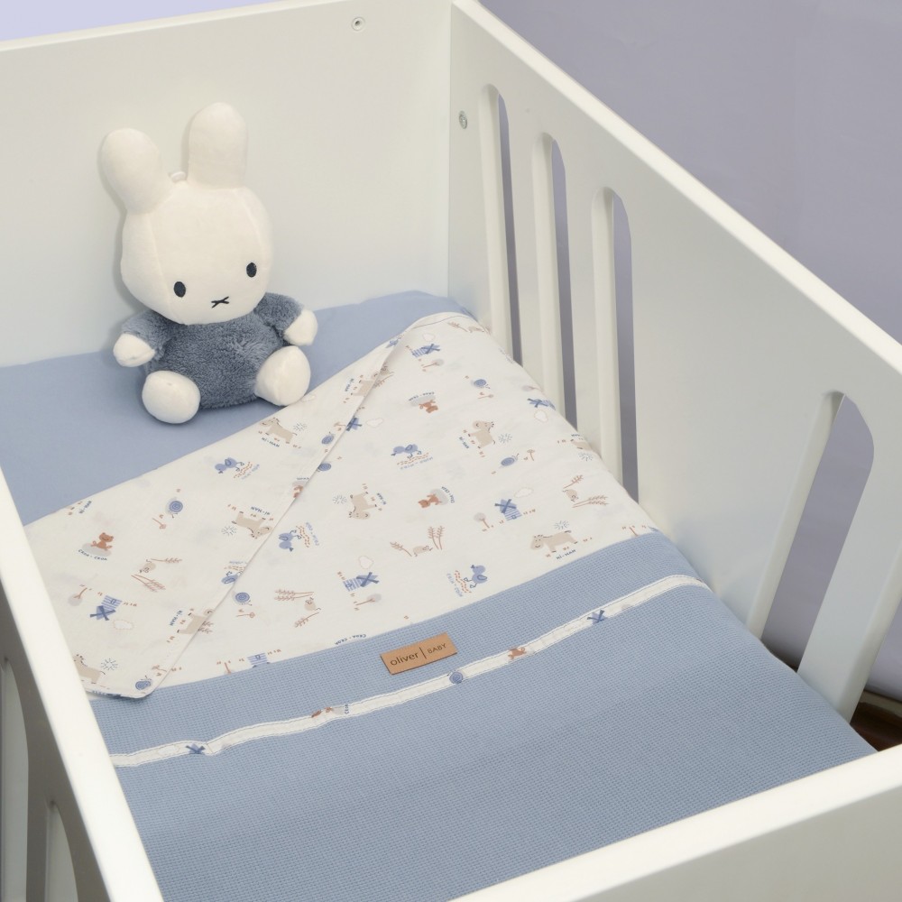  Καλοκαιρινή Κουβέρτα Διπλής Όψης 75x95cm Design 414 Oliver Baby