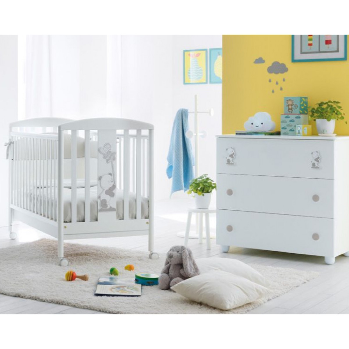 Βρεφικό κρεβατάκι PALI Birillo, χρώμα λευκό για στρώμα 126x64cm