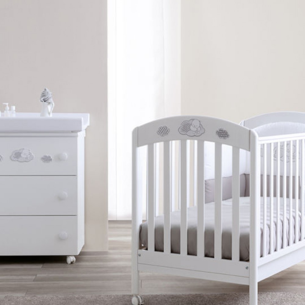 Βρεφικό κρεβατάκι PALI Marty, χρώμα bianco/grigio για στρώμα 126x64cm