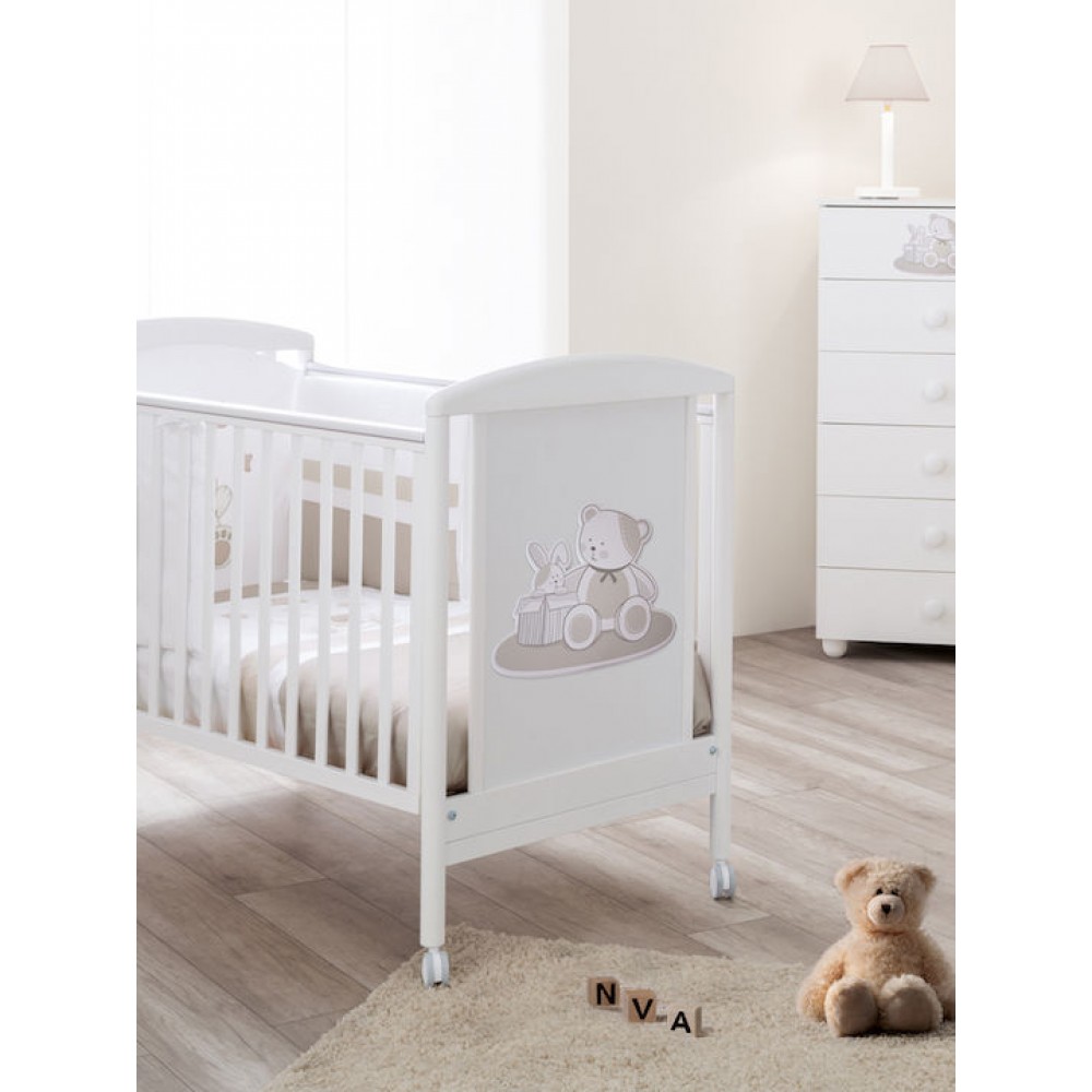 Βρεφικό κρεβατάκι PALI Lulu, χρώμα bianco/tortora για στρώμα 126x64cm
