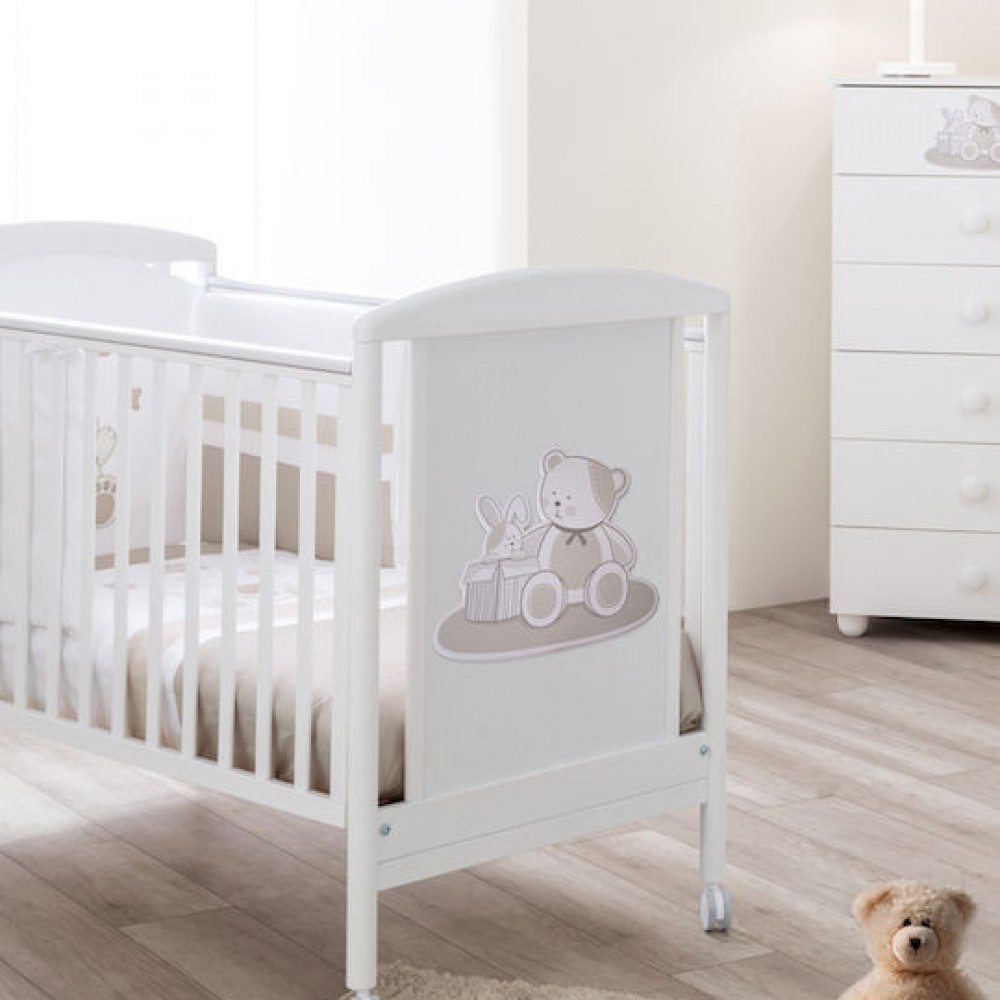 Βρεφικό κρεβατάκι PALI Lulu, χρώμα bianco/tortora για στρώμα 126x64cm