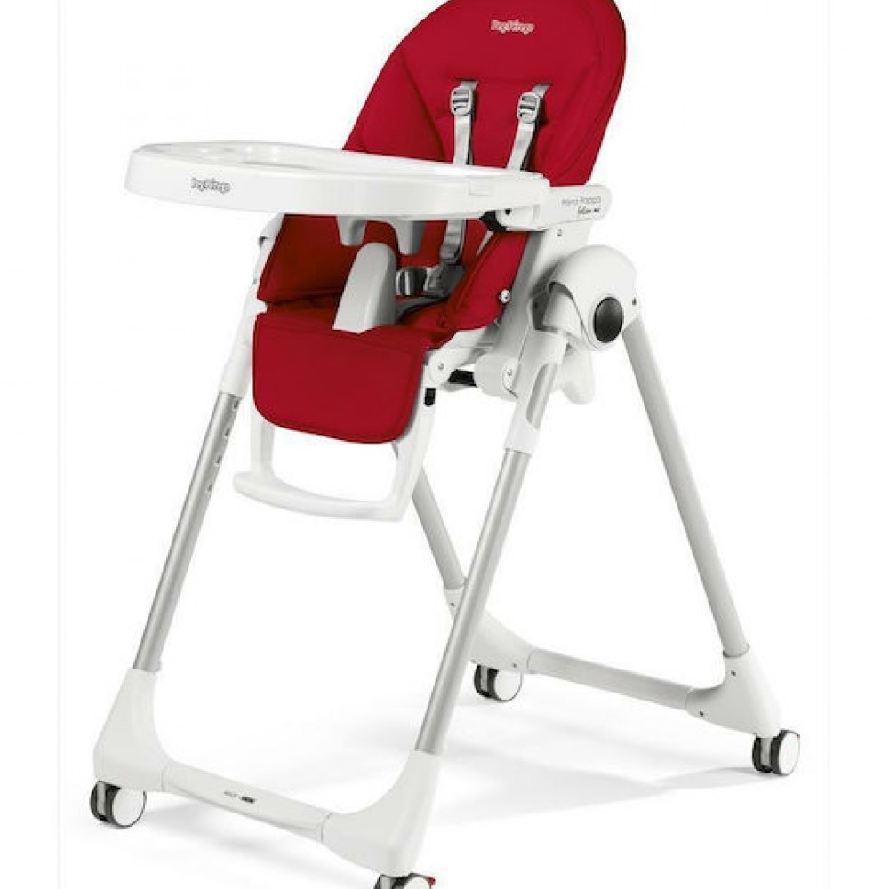 Peg Perego Prima Pappa Follow Me Fragola  κάθισμα φαγητού Κάθισμα από Δερματίνη και Δώρο η μπάρα παιχνιδιών