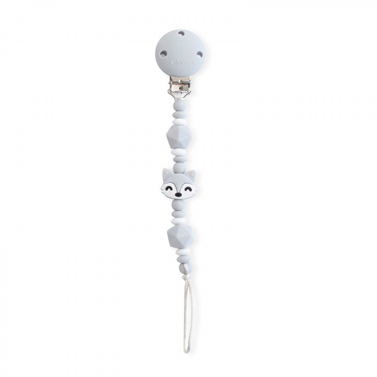 Κλιπ Πιπίλας Σιλικόνης Saro Foxy Grey 0m+ Κλιπ Πιπίλας Σιλικόνης Saro Foxy Grey 0m+
