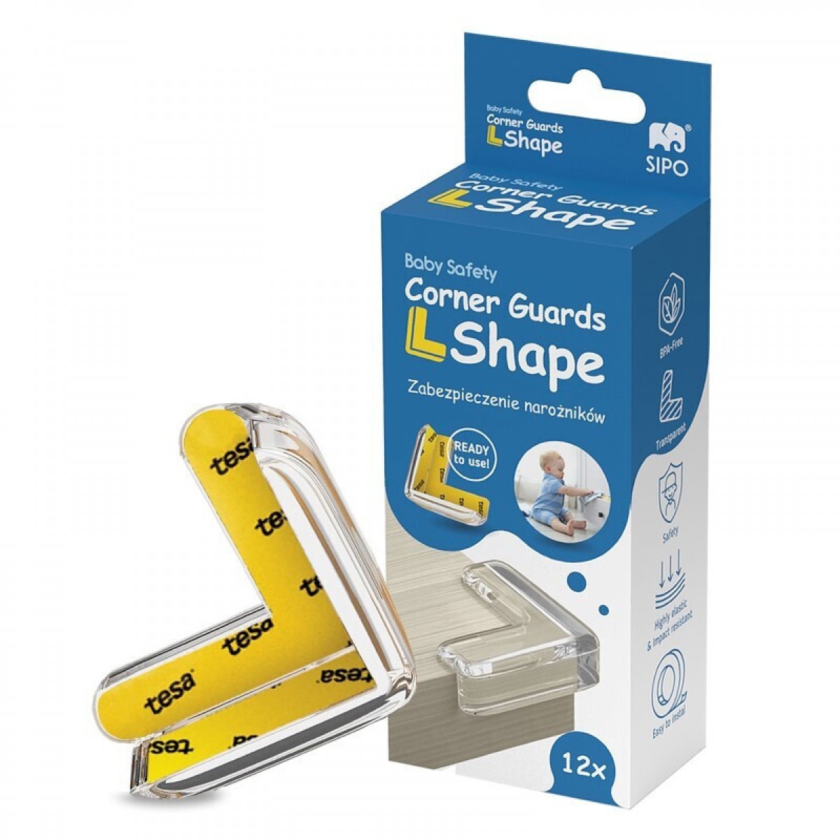 Sipo Προστατευτικα Γωνιων L-Shape Διαφανα 12τμχ