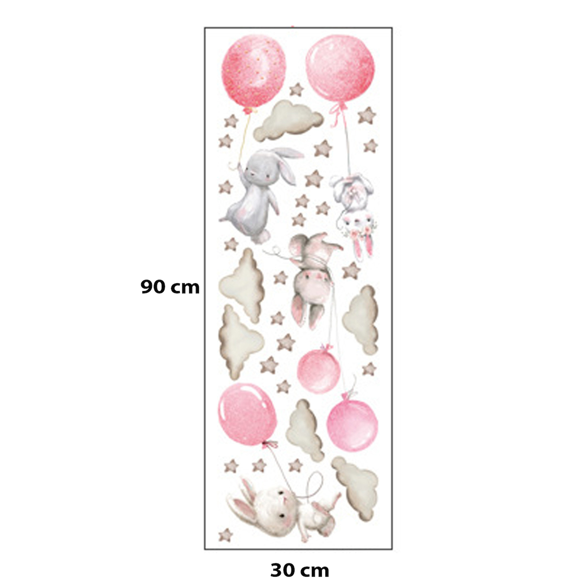 Sipo Wall Sticker Αυτοκόλλητα Για Τον Τοίχο Bunny Balloons Pink
