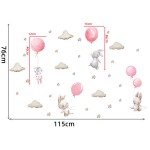 Sipo Wall Sticker Αυτοκόλλητα Για Τον Τοίχο Bunny Balloons Pink