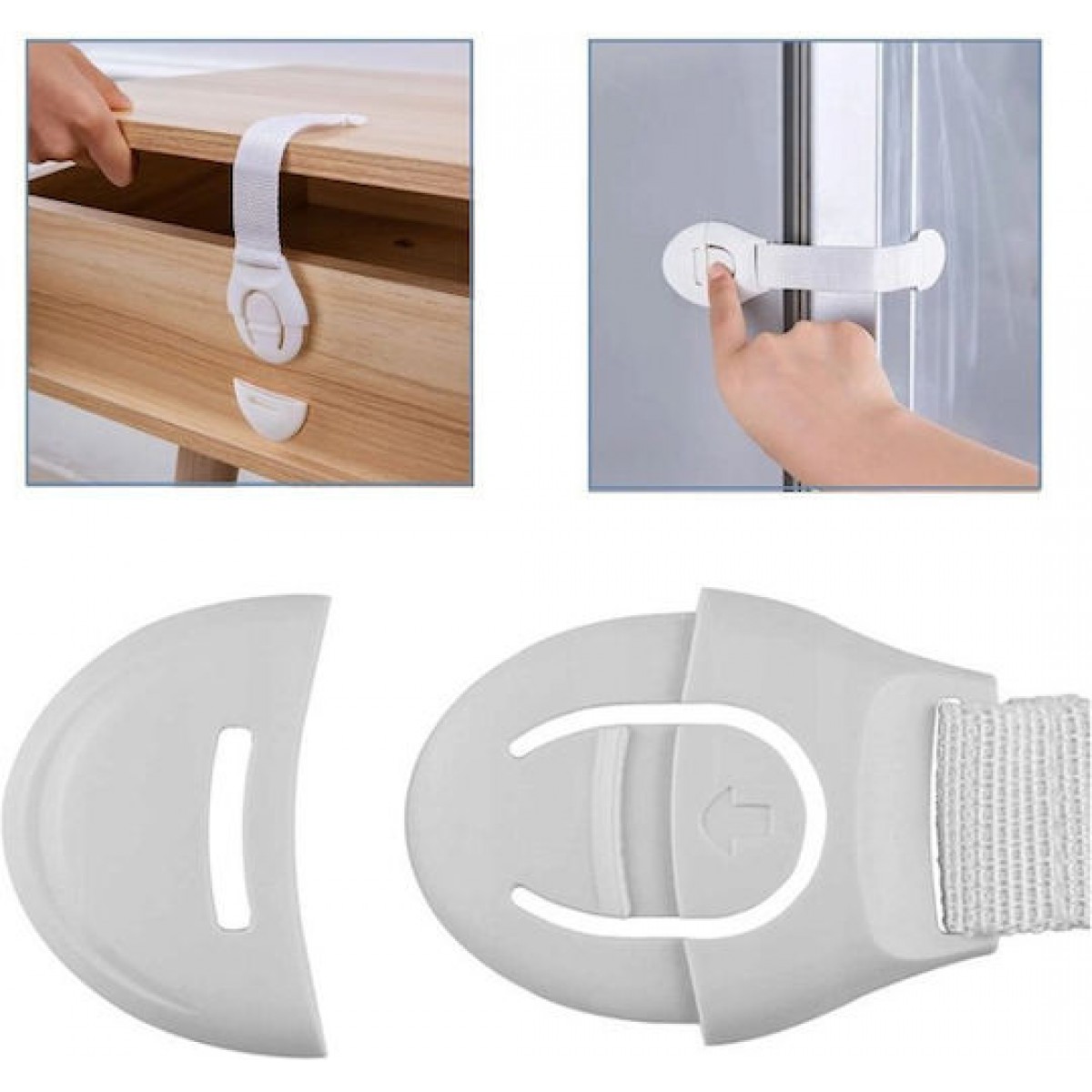 Προστατευτικά Γενικής Χρήσης με Ιμάντα Σετ 10τμχ Πλαστικά για Ντουλάπια & Συρτάρια