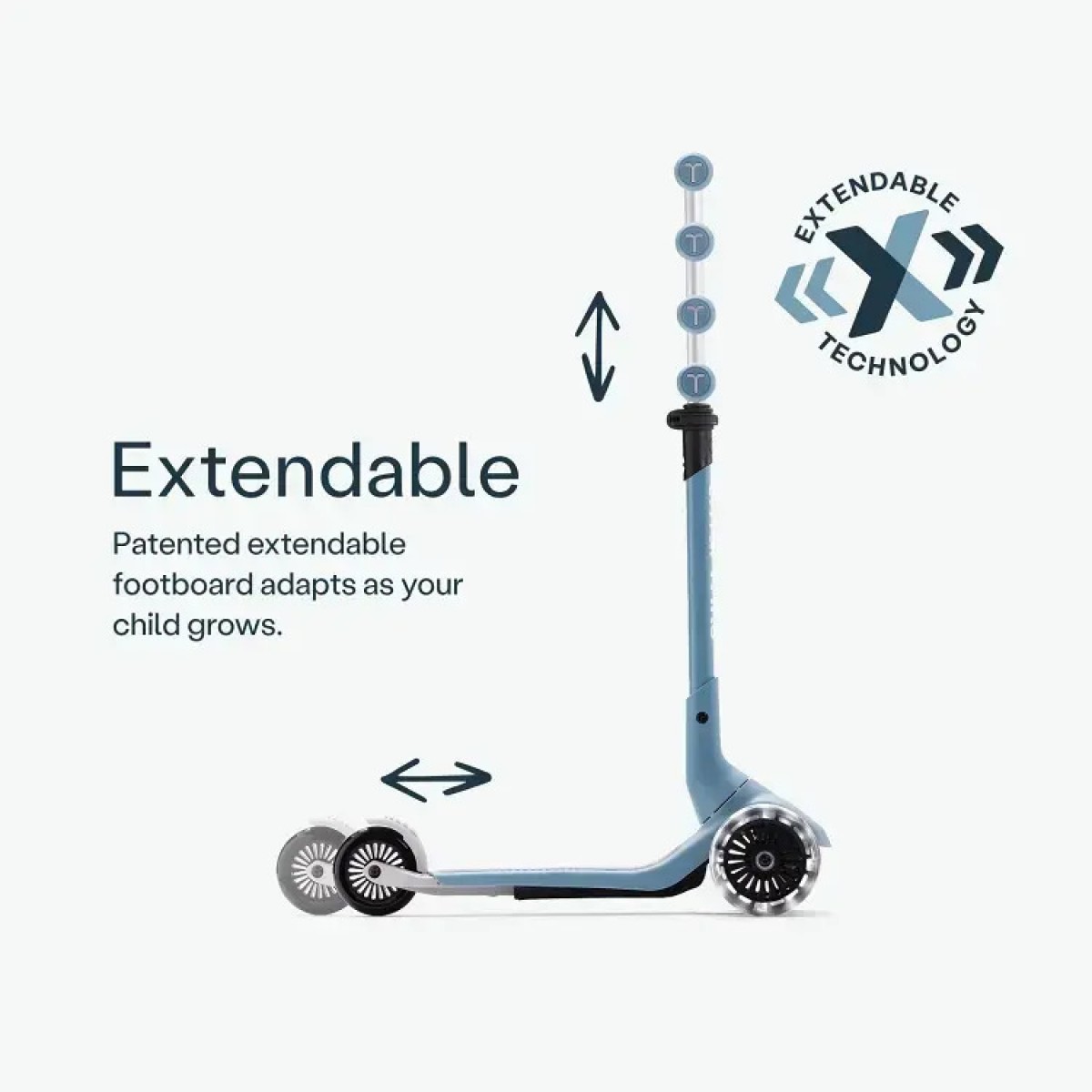 SmarTrike Παιδικό Πατίνι Αναδιπλούμενο Xtend LED Mini+ Τρίτροχο με Κάθισμα για 2+ Ετών Blue