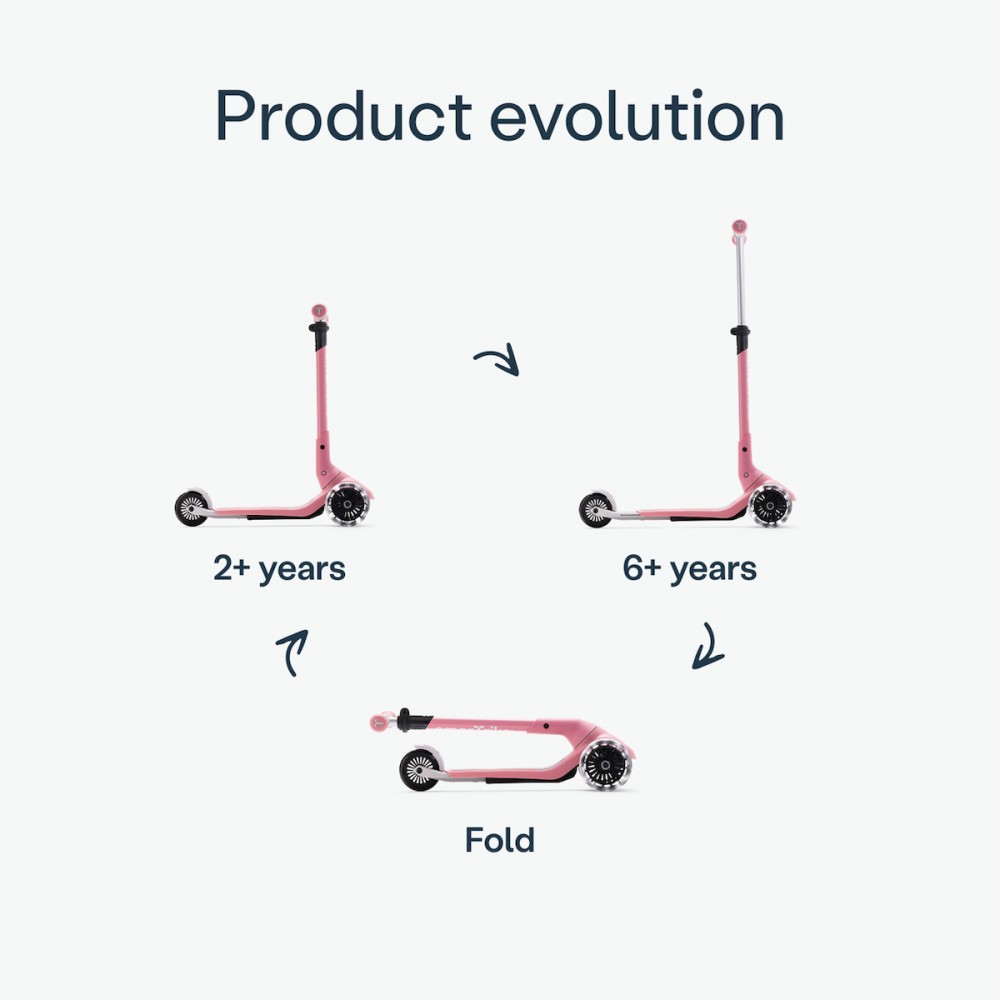 SmarTrike Παιδικό Πατίνι Αναδιπλούμενο Xtend LED Mini+ Τρίτροχο με Κάθισμα για 2+ Ετών Ροζ