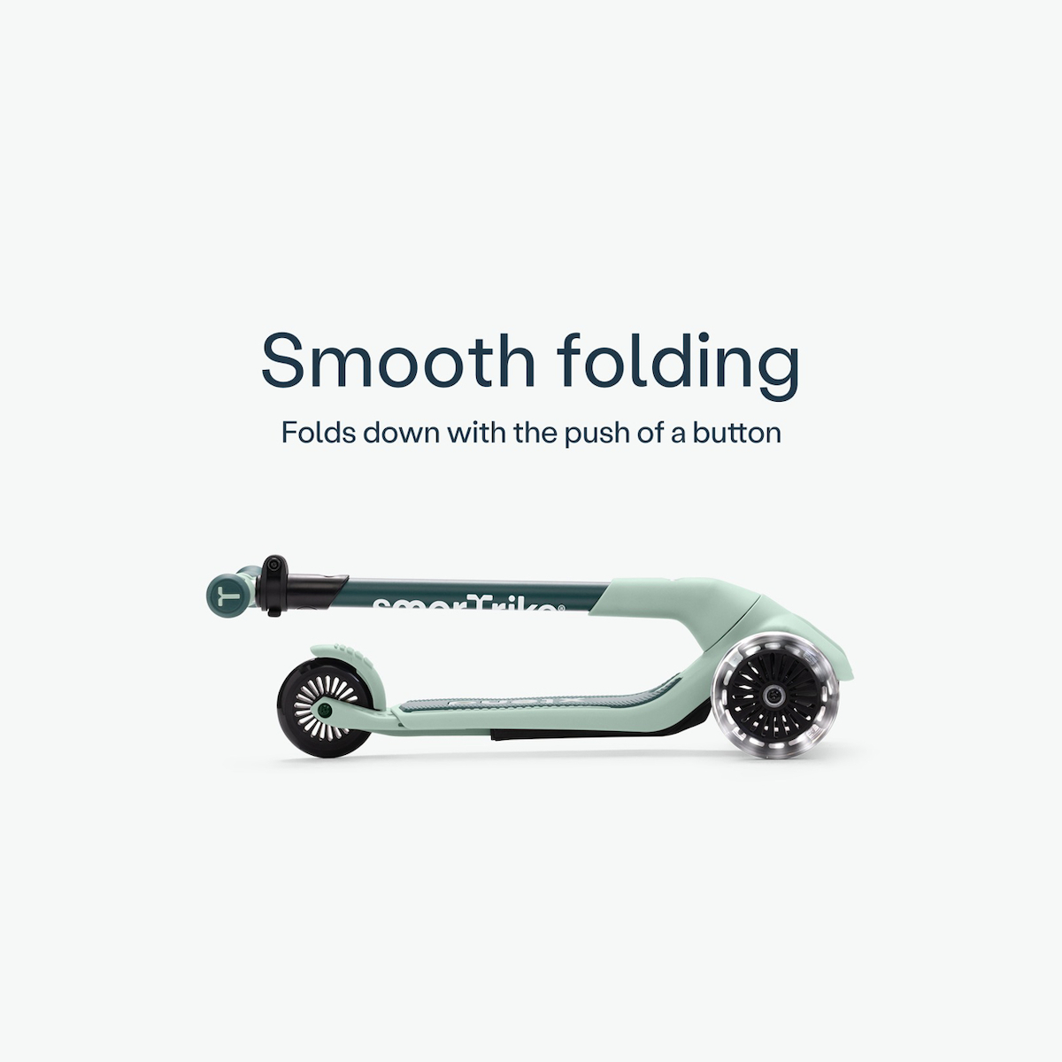SmarTrike Παιδικό Πατίνι Αναδιπλούμενο Xtend LED Mini Ride Τρίτροχο με Κάθισμα για 9+ Ετών Πράσινο