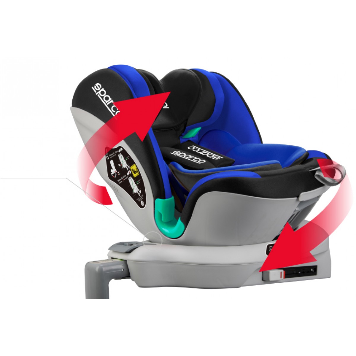Kάθισμα αυτοκινήτου Sparco 360° I-SIZE isofix + Top Tether Red/Black (40-135 cm)