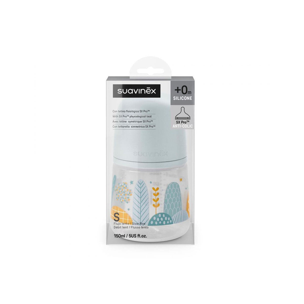 Μπιμπερό Φυσιολογική θηλή Σιλικόνης SX PRO 150ml +0μ Dreams Blue Suavinex