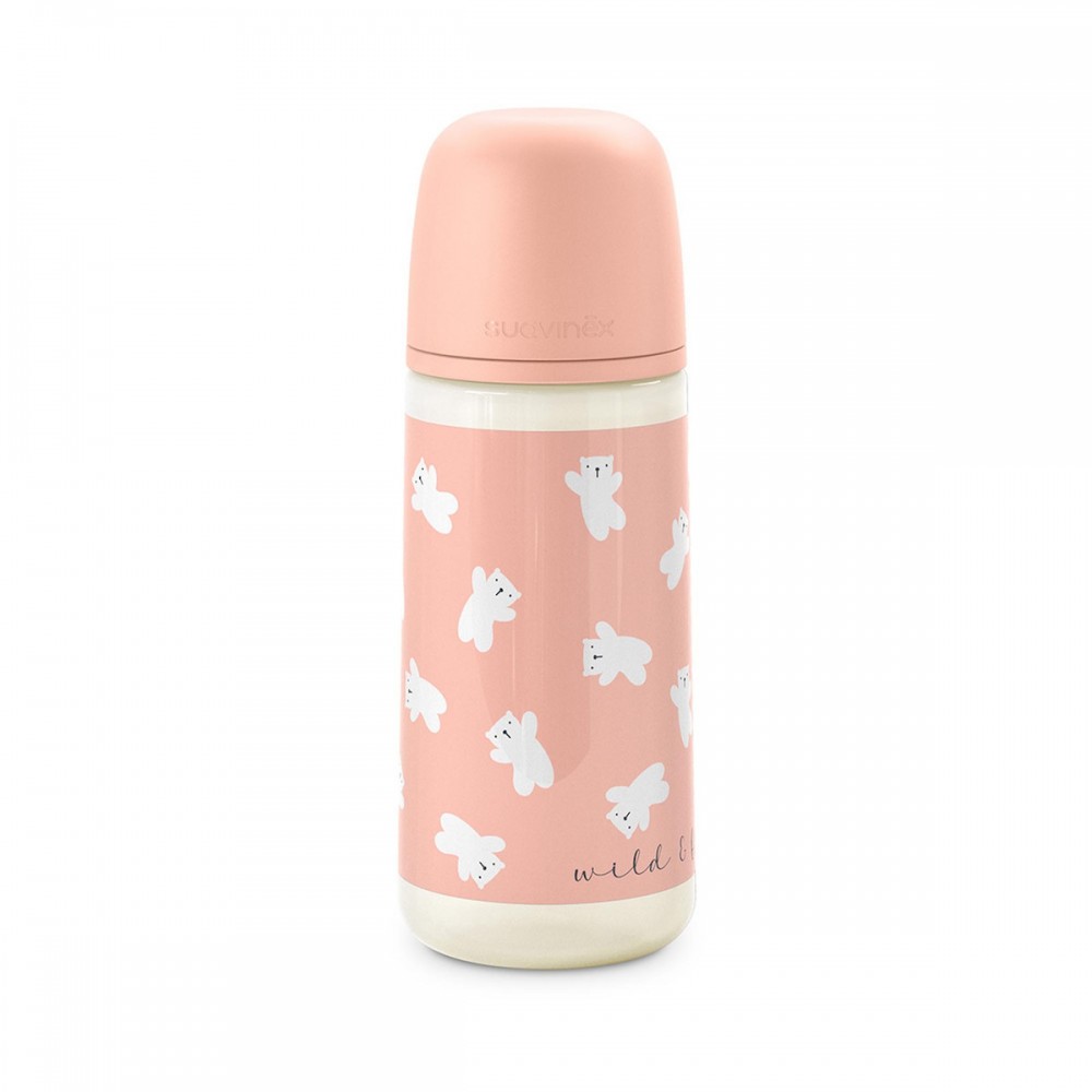 Μπιμπερό Φυσ/γική θηλή Σιλικόνης SX PRO 360ml +6μ  Πλαστικό Wild & Free Pink Suavinex