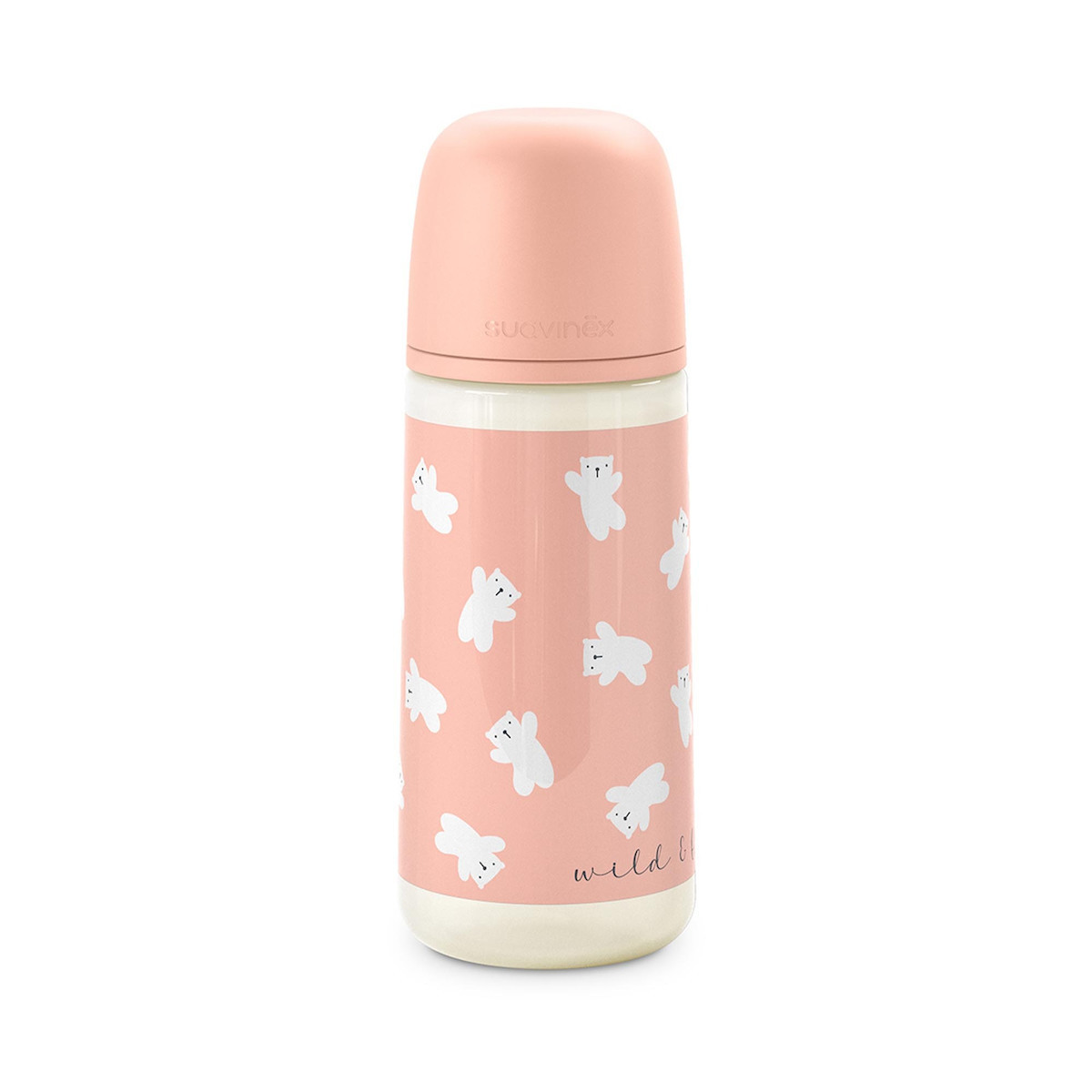 Μπιμπερό Φυσ/γική θηλή Σιλικόνης SX PRO 360ml +6μ  Πλαστικό Wild & Free Pink Suavinex