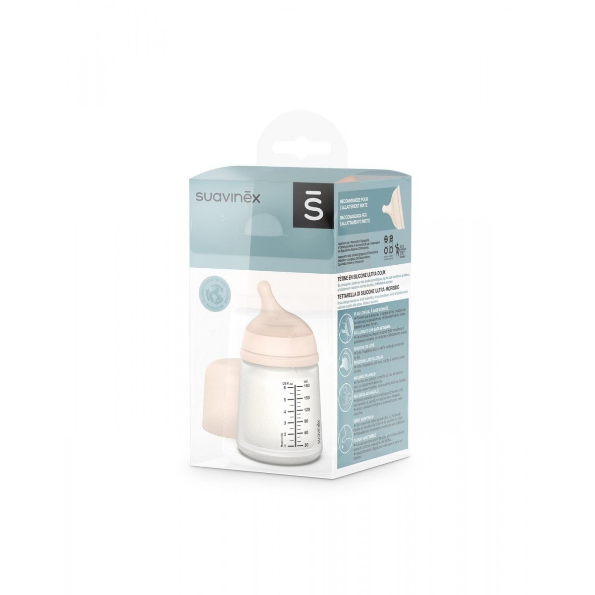 Μπιμπερό Anti Colic Zero 180ml +0μ Αργή Ροή Suavinex