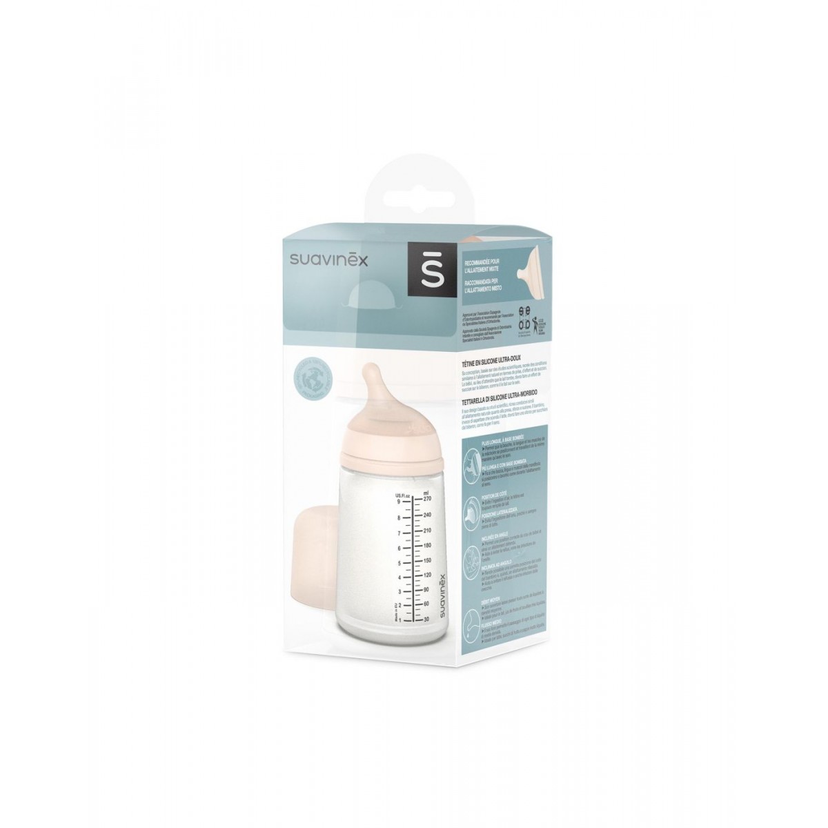 Μπιμπερό Anti Colic Zero 270ml +3μ Μεσαία Ροή Suavinex