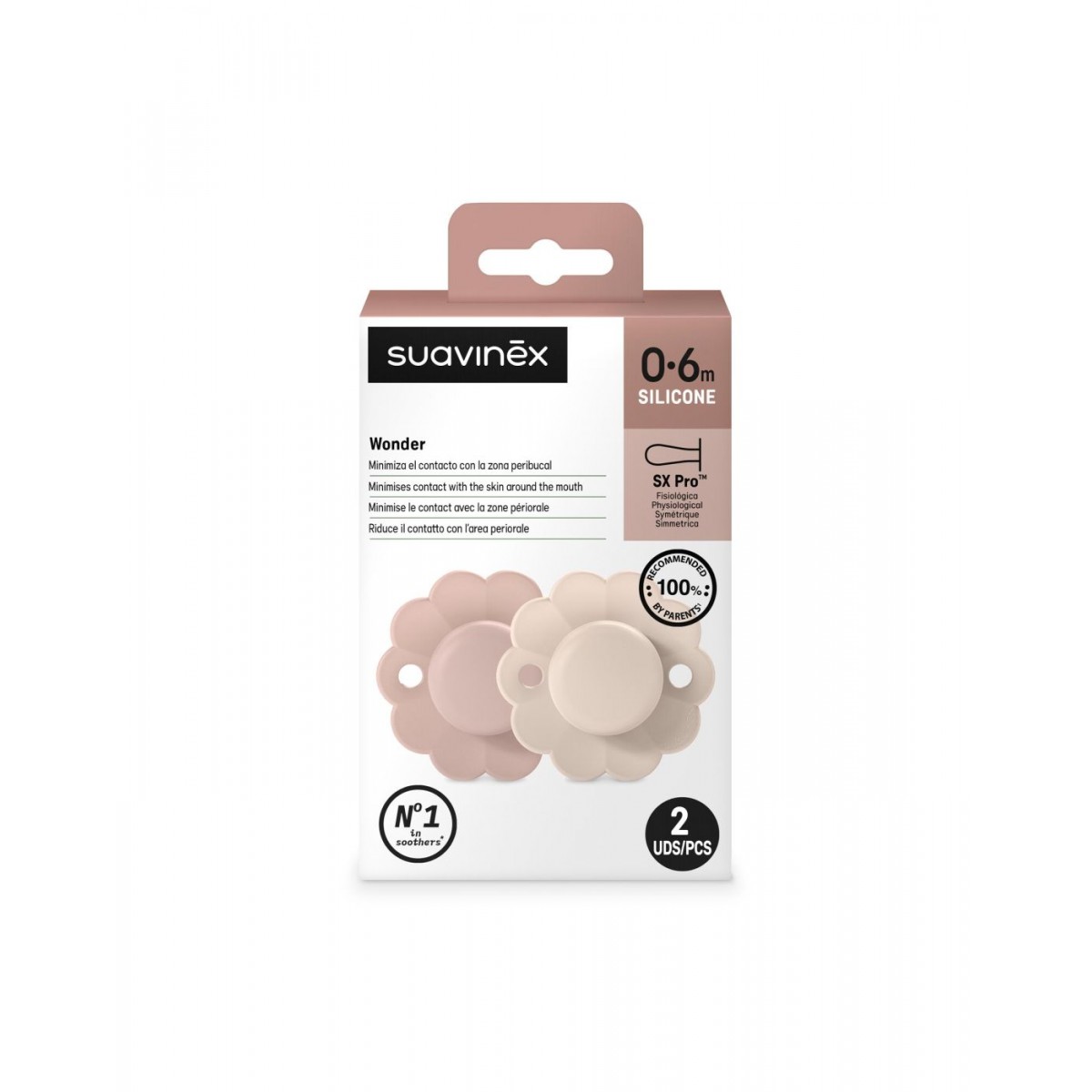 Πιπίλα Φυσιολογική SX PRO Σιλικόνης 0-6μ Wonder PMauve/MChalk Pink  2τεμ Suavinex