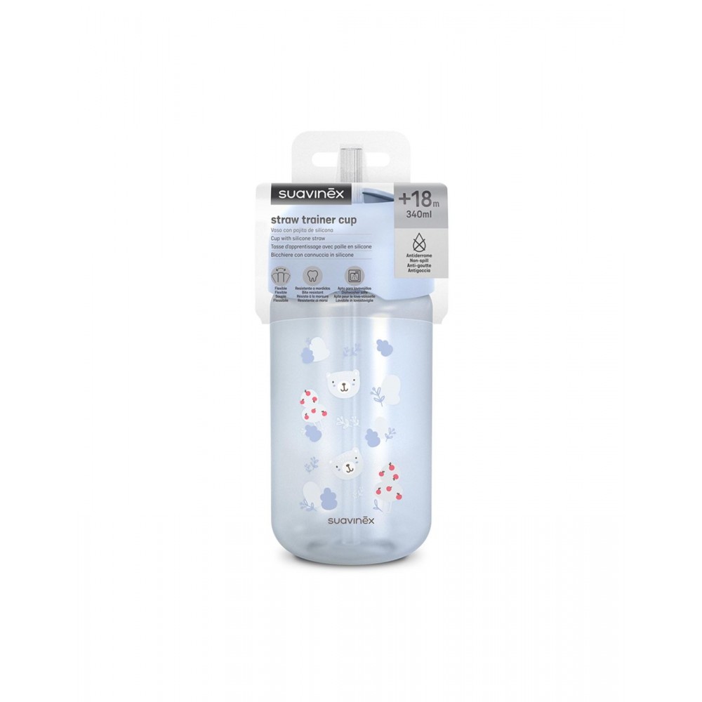 Παγούρι με καλαμάκι Σιλικόνης 340ml +18μ WILD & FREE Blue