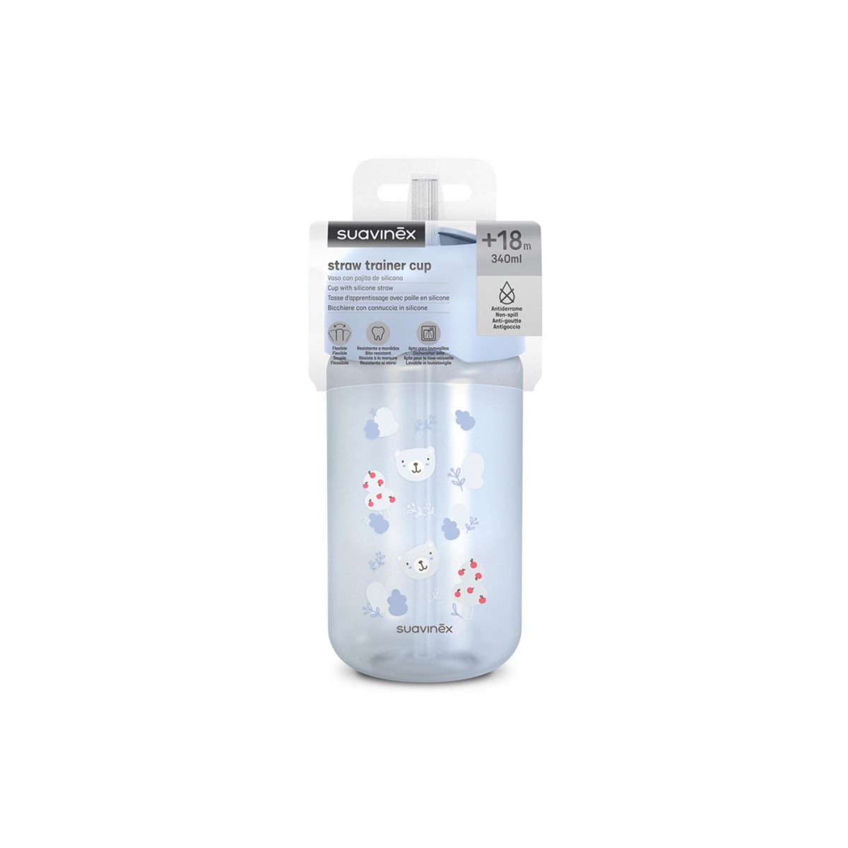 Παγούρι με καλαμάκι Σιλικόνης 340ml +18μ WILD & FREE Blue