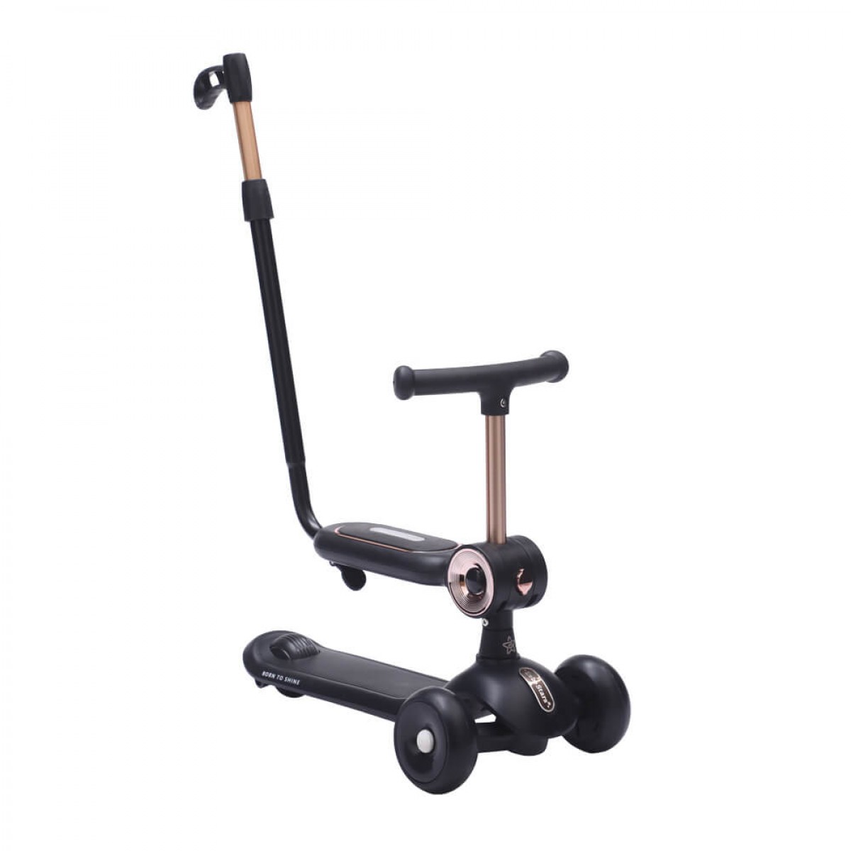 Πατίνι Scooter Τρίτροχο Xride 2 Σε 1 Με Λαβή Black Bebe Stars