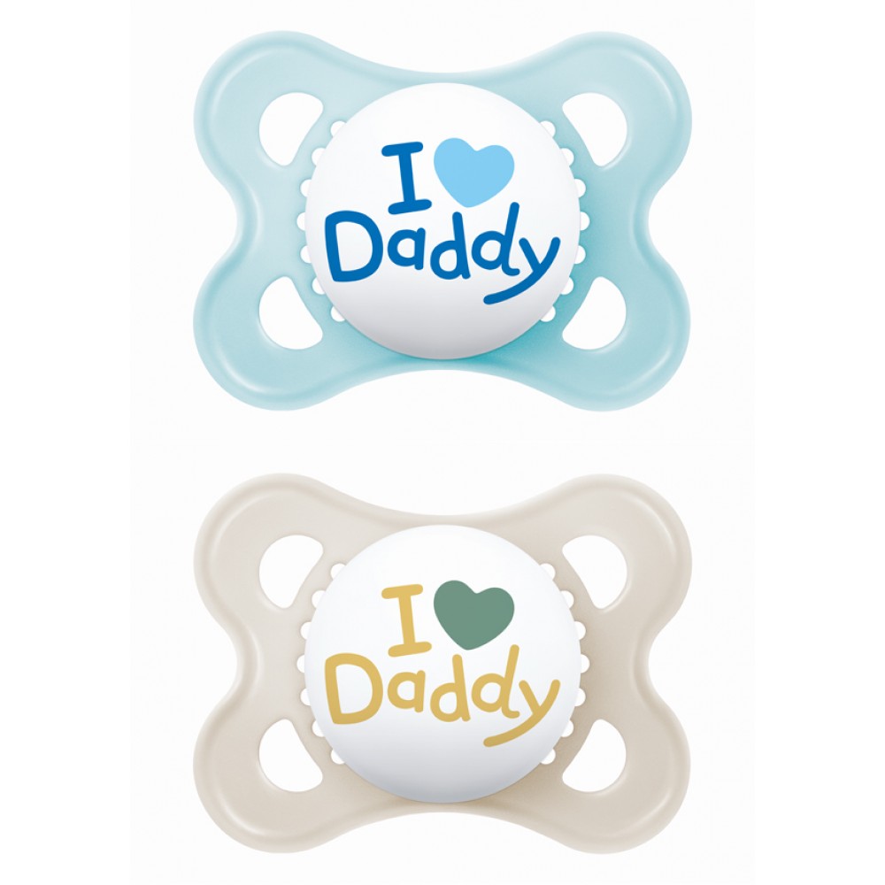 Πιπίλα Ι Love Mummy & Daddy Σιλικόνης 2-6 μηνών - Γαλάζιο