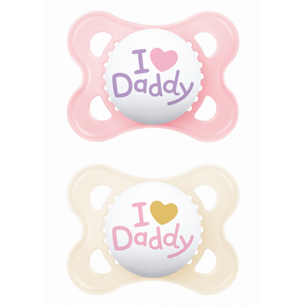 Πιπίλα Ι Love Mummy & Daddy Σιλικόνης 2-6 μηνών - Λευκό