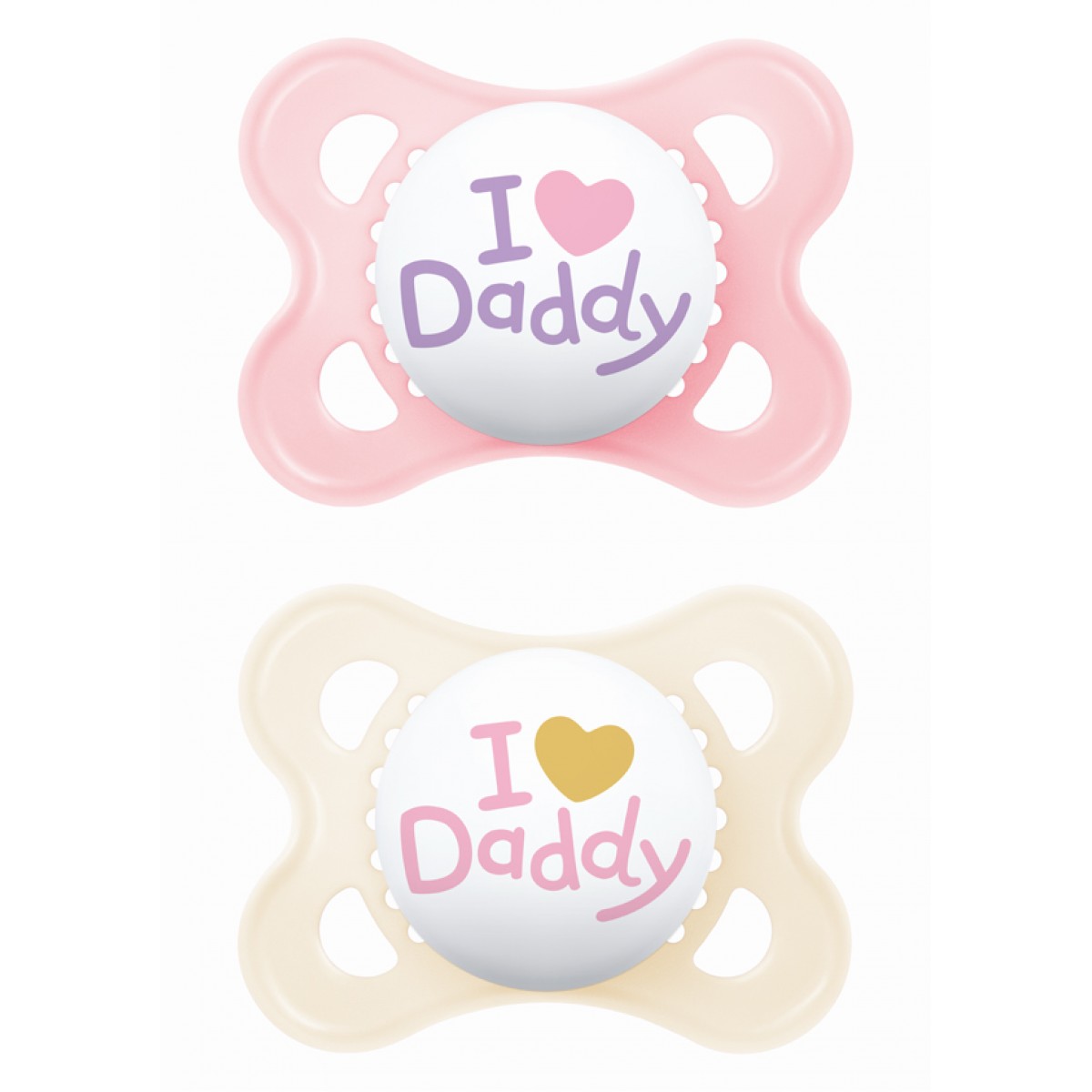 Πιπίλα Ι Love Mummy & Daddy Σιλικόνης 2-6 μηνών - Λευκό