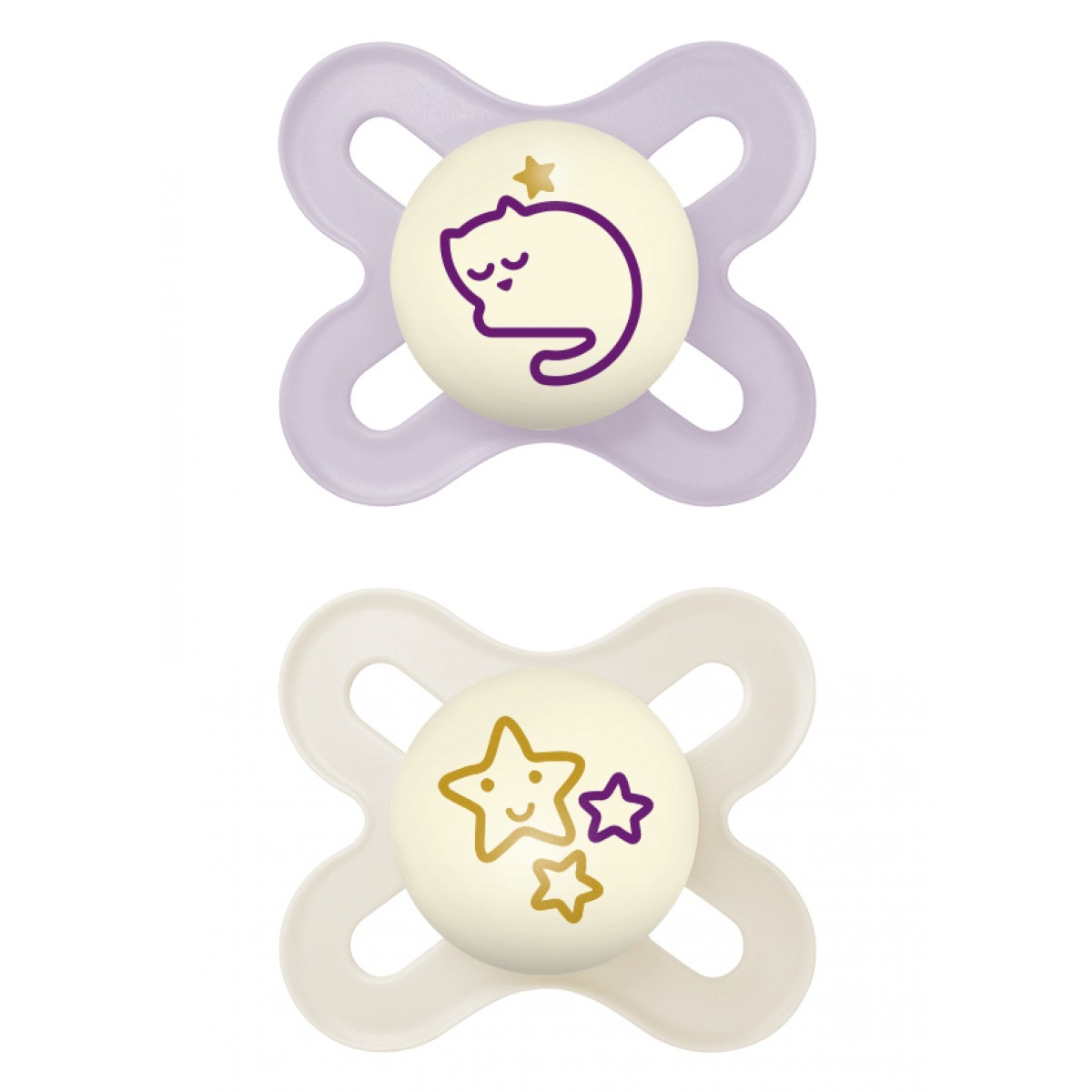 Πιπίλα Start Night Σιλικόνης 0-2 μηνών - Girl – Μωβ