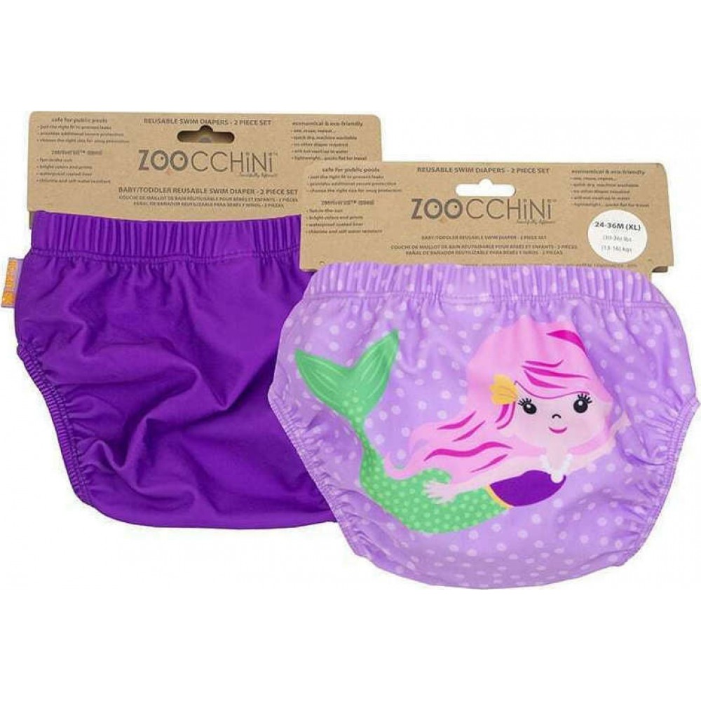 Zoocchini Σετ Μαγιό Πάνα 2 τμχ Mermaid για Κορίτσι Μωβ