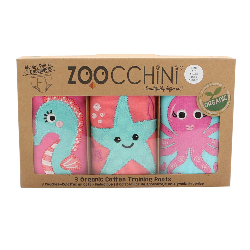 Zoocchini Εκπαιδευτικά Βρακάκια από Οργανικό Βαμβάκι Ocean Gals   3τμχ.