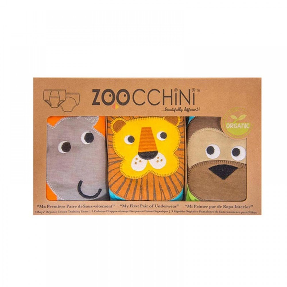 Zoocchini Εκπαιδευτικά Βρακάκια από Οργανικό Βαμβάκι Safari Friends   3τμχ.